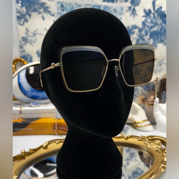 🆕 ALEXANDER MCQUEEN 🧿 NWOT AM0222SK 002 Gold Wire Rim & Silver Metal Sunglass - Picture 3 of 15
